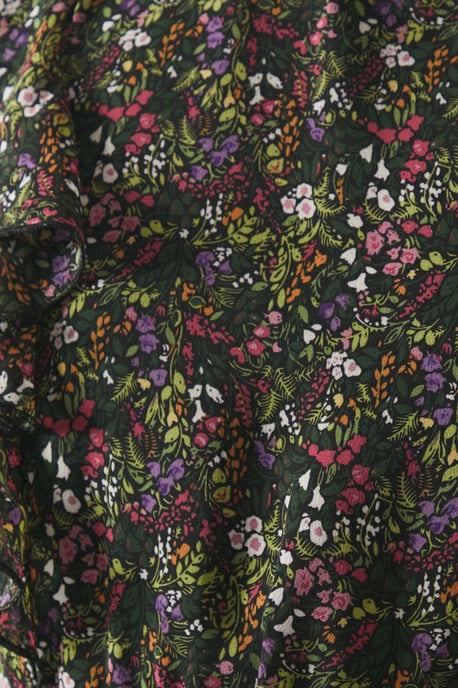 Floral Print Ruffle Detail Midi Dress