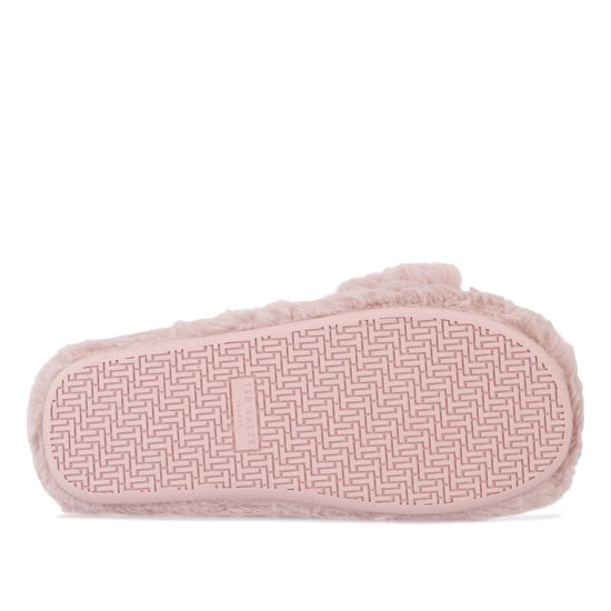 Women's Ted Baker Lopply Faux Fur Crossover Slippers in Dusky Pink - Image 4