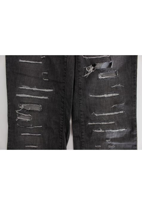John Galliano Dam Gråtvättad Bomulls Torn Rakt Snitt Jeans - Image 6