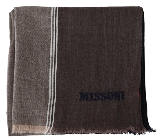 Missoni Heren Bruine Gestreepte Wollen Unisex Nek Wikkel Sjaal - Image 4