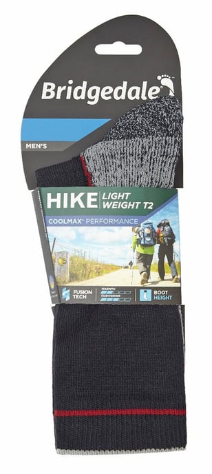Bridgedale - Mens Hiking Lightweight Boot Socks - Navy / Red - Image 2