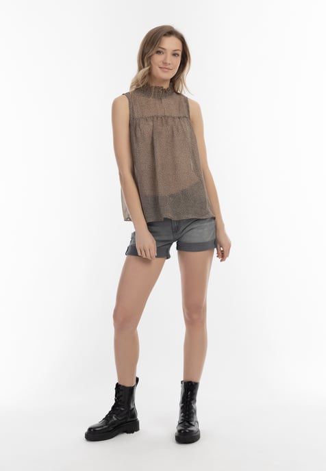 Dreimaster Blouse Dames olijf wol wit - Image 2