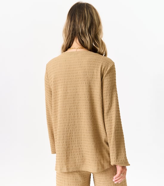 Textured Long Sleeves Oversized Top