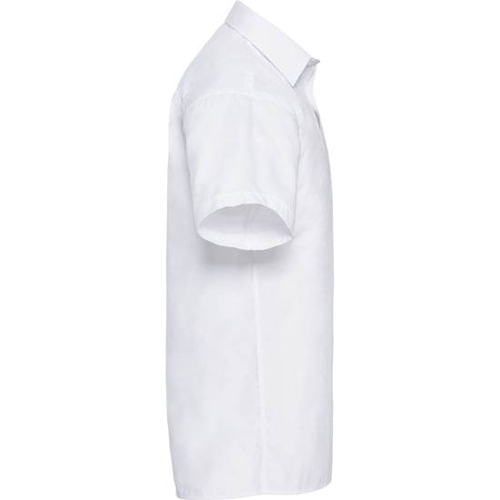 Russell Collection Mens Short Sleeve Poly-Cotton Easy Care Poplin Shirt (White) - Image 2