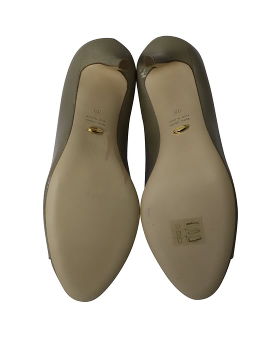 Sergio Rossi Peep-Toe High Heel Pumps in Sage Green Leather - Image 5