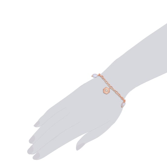Bracelet stainless steel rose gold freshwater cultured pearl white preciosa white Valero Pearls - Image 2