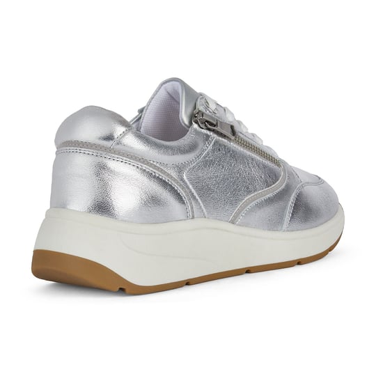 Geox D Cristael E Faux Leather Women's Silver Trainers - Image 2