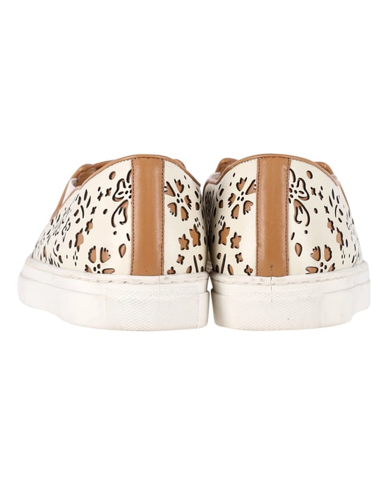 Charlotte Olympia Cool Cats Laser-cut Slip-On Sneakers in Cream Leather - Image 4
