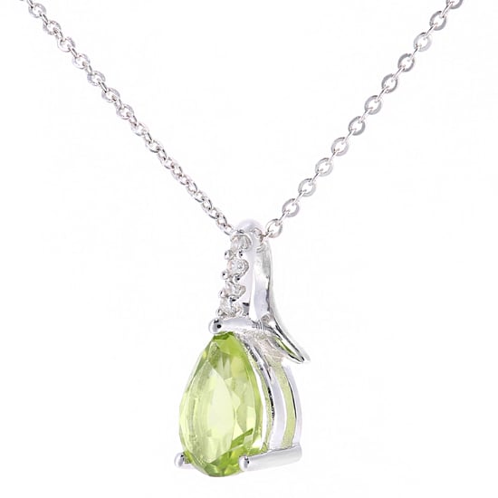 9ct White Gold 0.84ct Peridot and 0.02ct Diamond Pendant - Image 2