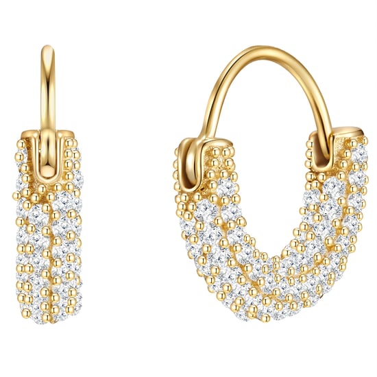 Hoop earring sterling silver yellow gold zirconia  white Glanzstücke München - Image 1