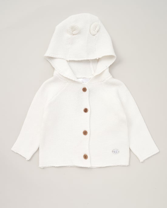 Hooded Bear Cotton Knit Cardigan