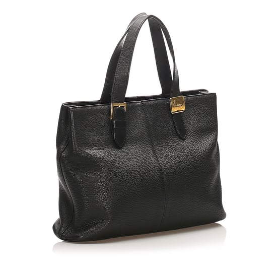 Vintage Burberry Leather Handbag Black - Image 2