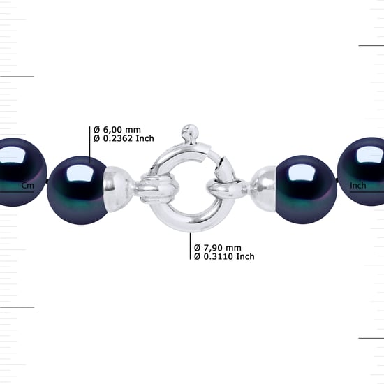 DIADEMA - Bracelet - Real Freshwater Pearls - Black Tahitian Style- White Gold