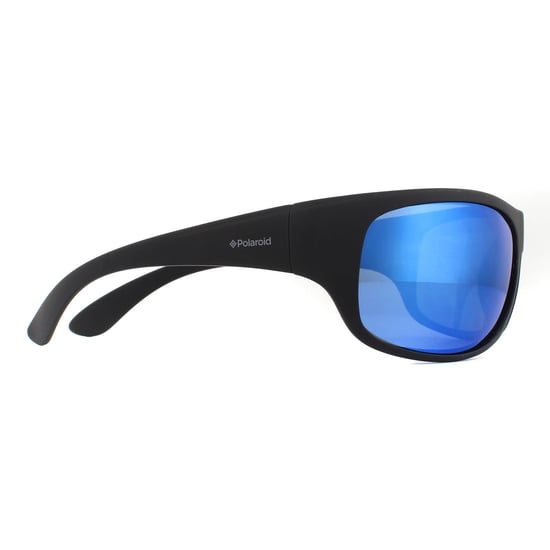 Polaroid Wrap Mens Matte Black Blue Polarized Sunglasses