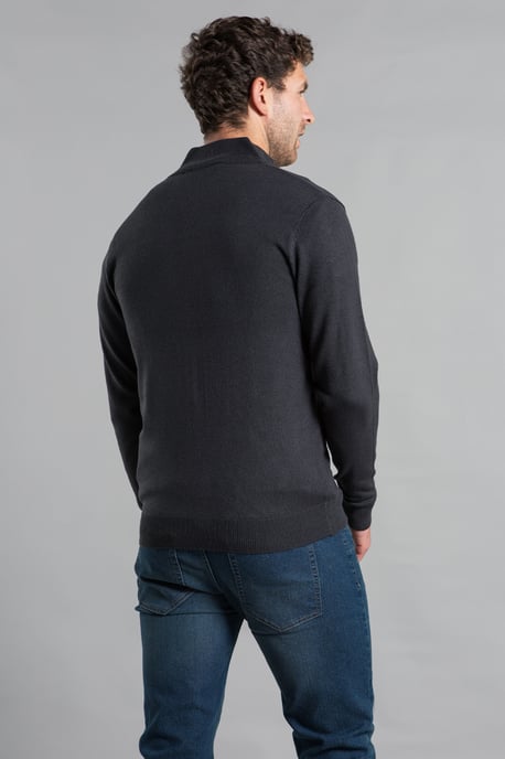Charcoal Funnel Neck Zip-Through Cardigan