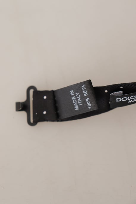 Dolce & Gabbana Gray 100% Silk Adjustable Neck Papillon Men's Tie - Image 4
