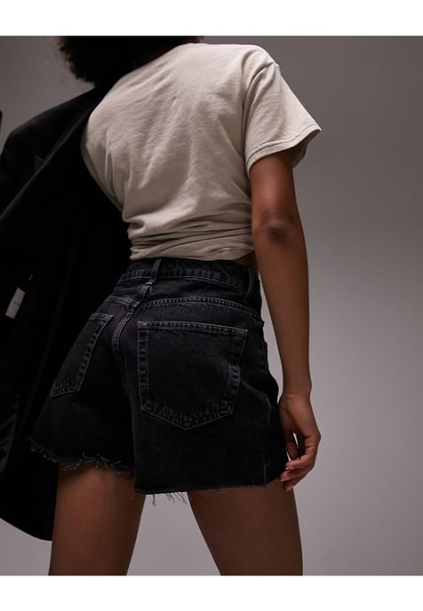 Topshop denim a-line mom short in washed black