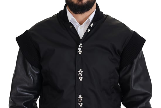 Dolce & Gabbana Svart Nylonkristaller Knappar Mäns Jacka - Image 2