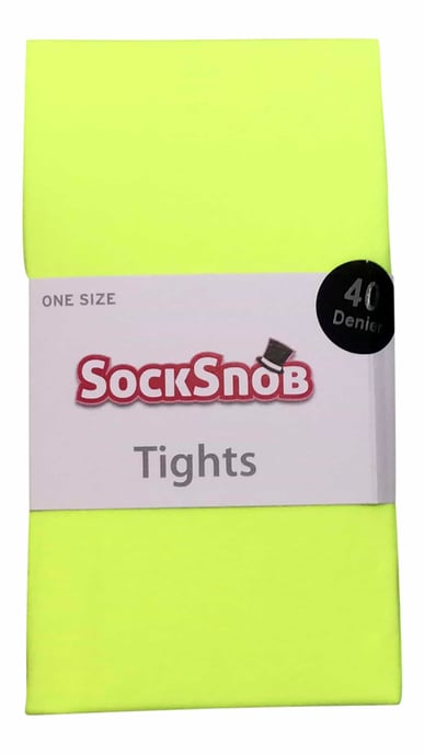 Dames 40 denier nieuwigheid kleurrijke neon panty's - Neon Geel - Image 2