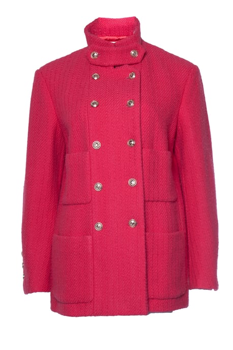 pink wool tweed blazer with 4 pockets - Image 1
