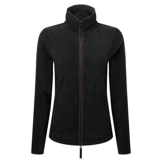 Premier Womens/Ladies Artisan Contrast Trim Fleece Jacket (Black/Brown) - Image 1
