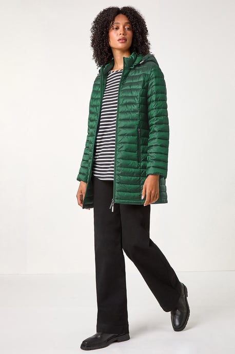 Longline Hooded Padded Coat - Image 2
