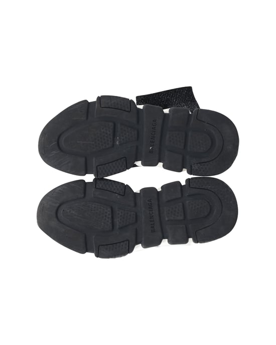 Balenciaga Glanzende Speed Sneakers in Zwart en Zilver Polyester - Image 6