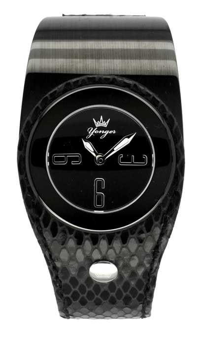 Yonger and Bresson: Black Dial Black Band Watch