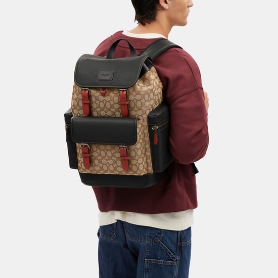 Sprint Backpack in Leather and Signature Jacquard Bag