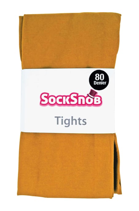 Dames 80 denier ondoorzichtige effen gekleurde panty's - Mosterd - Image 2