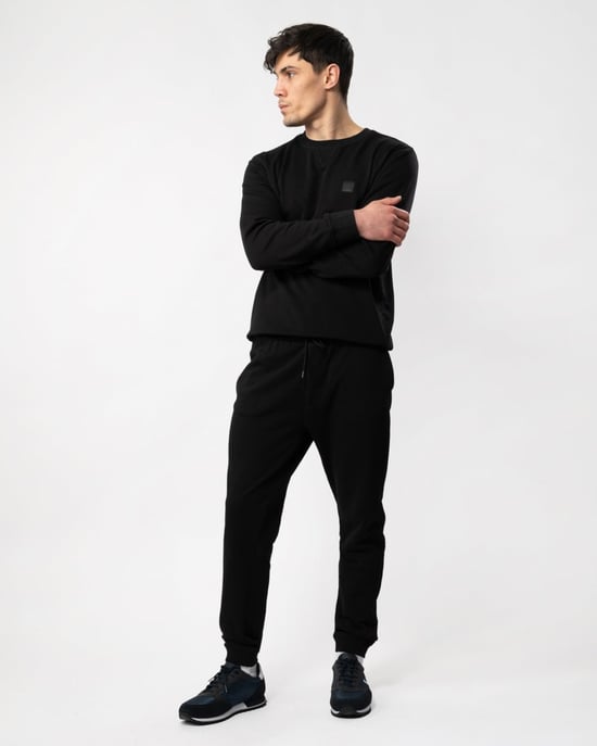 BOSS Orange Sestart Mens Cotton-Terry Tracksuit Bottoms With Logo Patch NOS - Image 4
