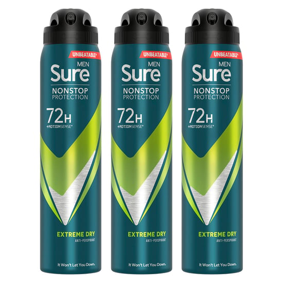 Sure Men Anti-perspirant 72H Nonstop Protection Extreme Dry Deodorant 250ml, 3 Pack