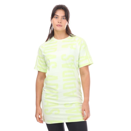 Women's adidas Essentials Allover Print T-Shirt Dress in Lime