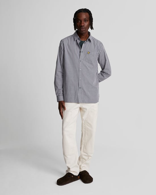 Rutig Gingham-skjorta i blått för herrar - Image 2
