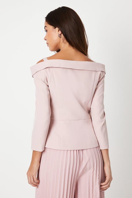 3/4 Sleeve Off Shoulder Peplum Jacket