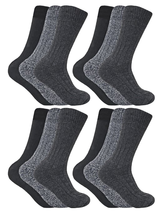Sock Snob - 12 par herrstövelsockor i ull för vandring - Grå - Image 1