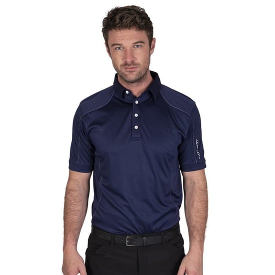 Island Green Mens Topstitched Golf Polo Shirt (Navy) - Image 3