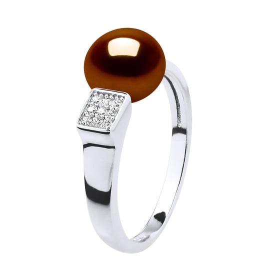 Ring Adjustable Freshwater Pearl Jewelry 9-10 mm Chocolate 925
