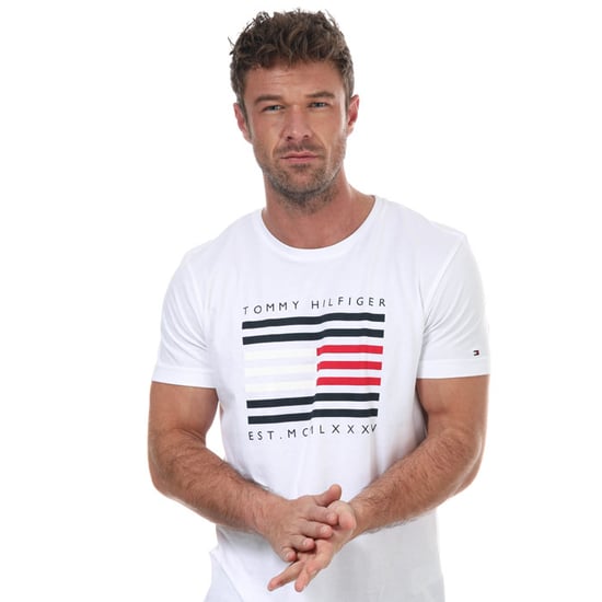 Men's Tommy Hilfiger Corp Flag Line T-Shirt in White - Image 4