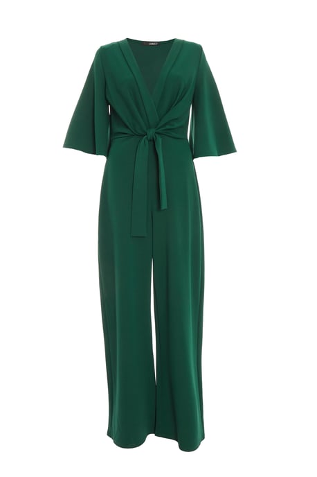Green Tie Front Palazzo Jumpsuit