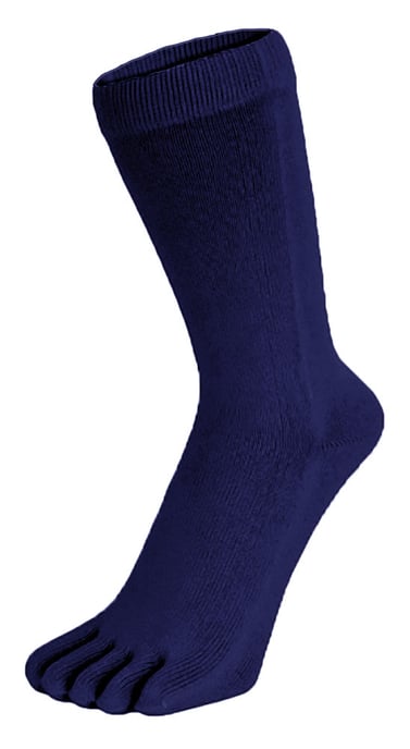 TOETOE - Mens & Ladies Essential Mid Calf Soft Breathable Cotton Toe Socks - Navy - Image 1
