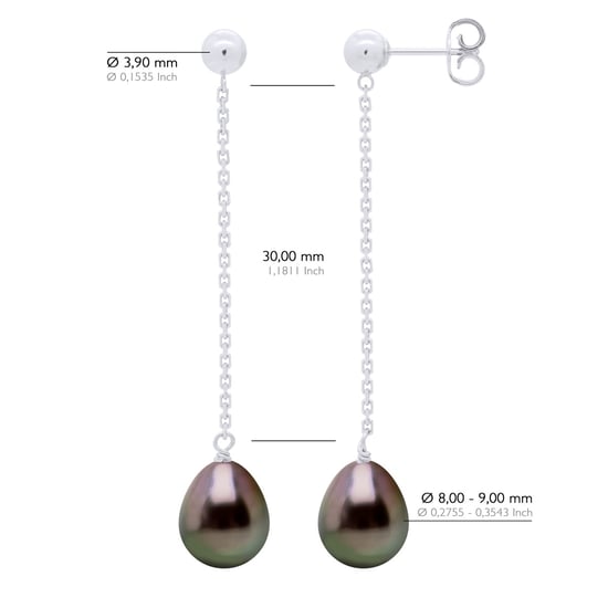 Hanging Earrings - Real Cultured Tahiti Pearls Pear 8-9 mm - Image 2