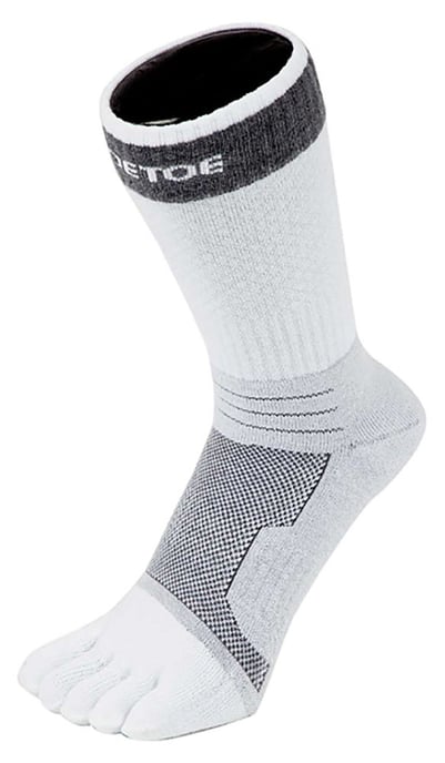 TOETOE - Mens & Ladies Tennis Breathable Cushioned Ankle Sports Toe Socks - White & Grey - Image 1