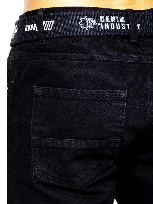 Enzo Mens Denim Straight Fit Jeans - Black