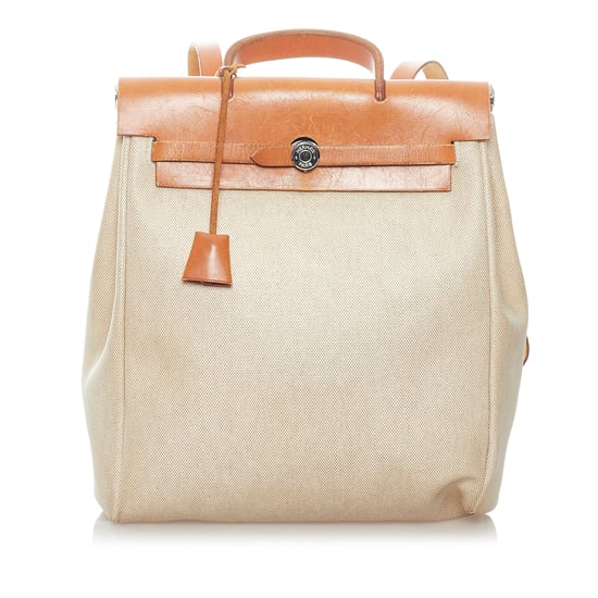 Vintage Hermes Herbag Canvas Backpack Brown - Image 1