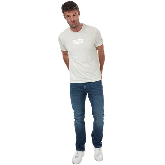 Men's Tommy Hilfiger Tonal Box Logo T-Shirt in White marl
