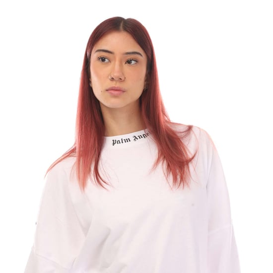 Women's Palm Angels Classic Logo Long Sleeve Over T-Shirt in White Black