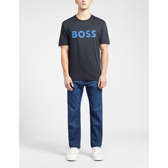 Men's Hugo Boss Cotton-Jersey Tee1 Logo Print T-Shirt in Navy