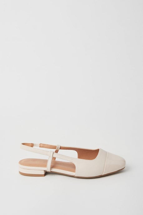 Wide Fit Penelope Slingback Toe Cap Detail Flat Pumps