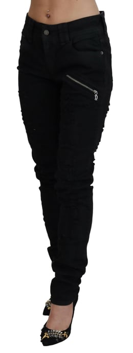 John Galliano Black Cotton Mid Waist Skinny Slim Fit Denim Women's Jeans